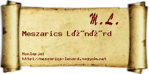 Meszarics Lénárd névjegykártya